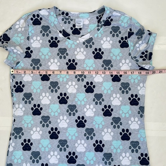 Mia & Tess Paw Print Women's Pajama Nightgown Gray and Blue Medium - Picture 8 of 9